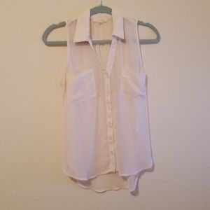 Hi-Lo Sleeveless Sheer Lush Button Down Top